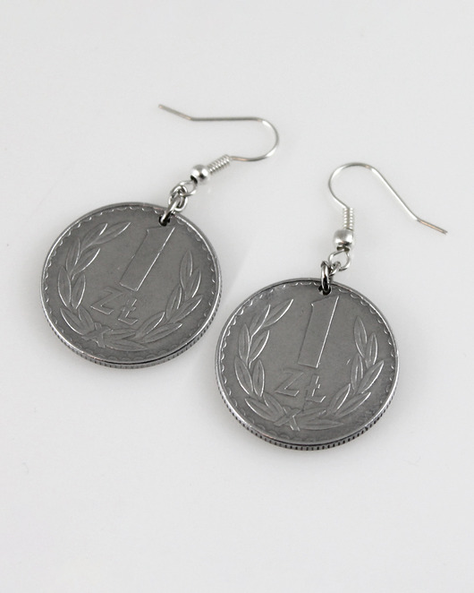 kolczyki wire wrapping Złotówki - kolczyki (lub klipsy) z monet