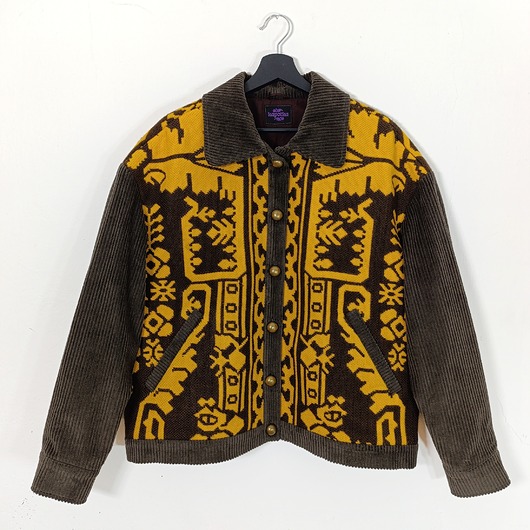 kurtki damskie Kurtka żółto-brązowa L, z ludowej, wełnianej tkaniny