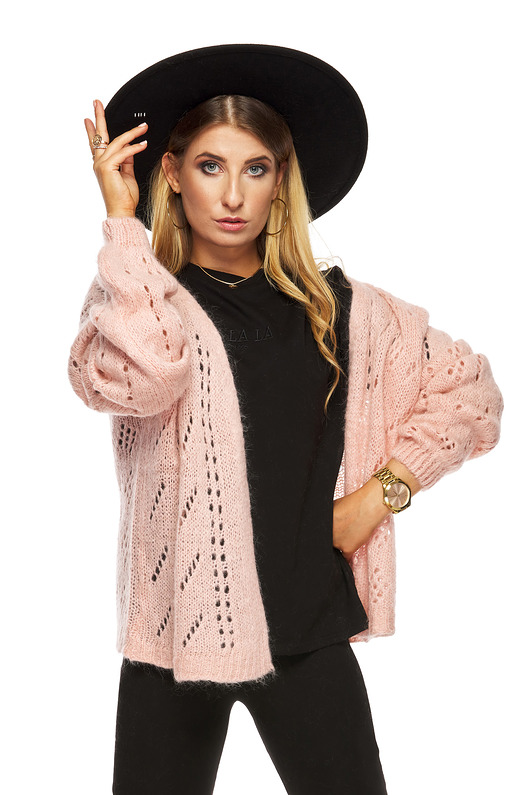 spódnice mini Ażurowy sweter rozpinany PINK