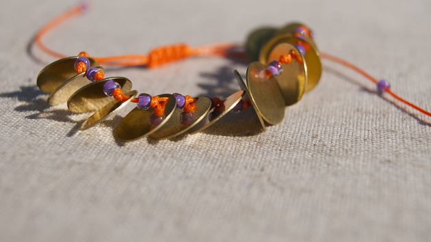 bransoletki na sznurku Bransoletka Discs Neon Orange&Violet