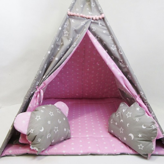 Namiot tipi Szaro Różowy w Gwiazdki Enitka Sweet Baby Room
