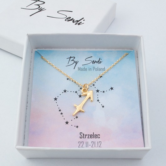 srebrne naszyjniki Naszyjnik pozłacany strzelec znak zodiaku, prezent dla strzelca