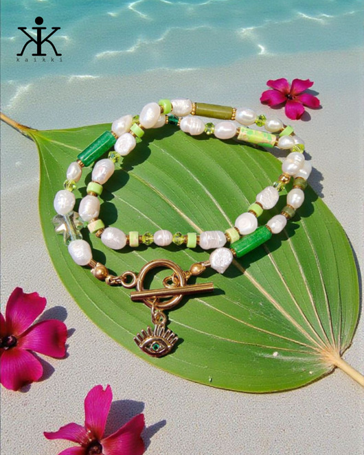 chokery Naszyjnik z perłami zawieszką oko proroka