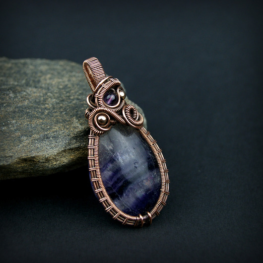 wisiory Fluoryt wisiorek wire wrapping