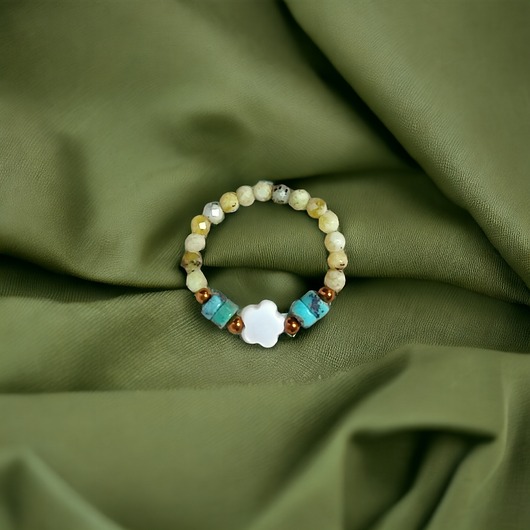 pierścionki elastyczne Pierścionek : summer :: turkus, muszla