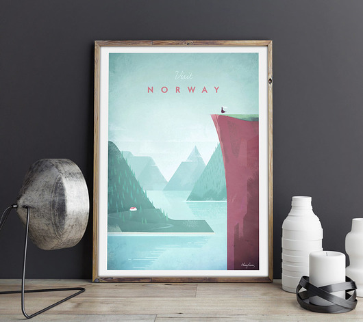 Norwegia - vintage plakat A3 minimalmill