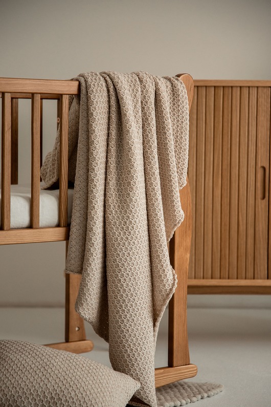 kocyki, kołderki, pościel dla dzieci 100% wełna merino- Kocyk do przedszkola 100x135 cm - beżowy