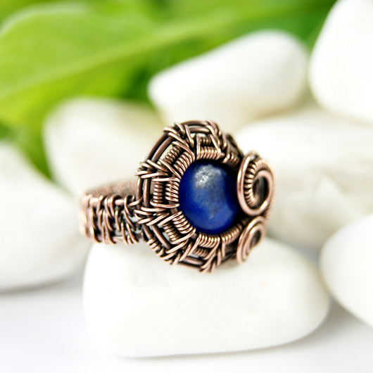 pierścionki - różne Lapis lazuli regulowany pierścionek z  miedzi