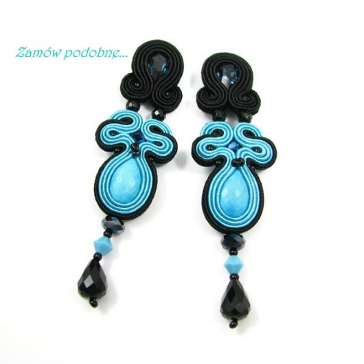 Sensuell soutache - turkus w czerni PiLLow Design