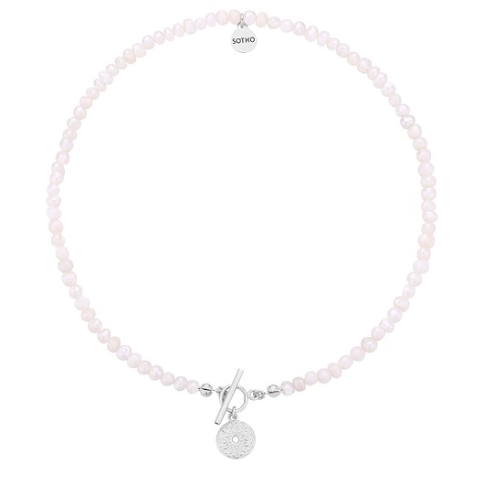 srebrne naszyjniki Naszyjnik z pereł naturalnych ze srebrnym medalionem