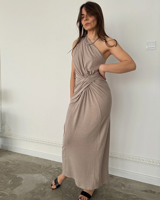 sukienki midi damskie Sukienka Linea taupe