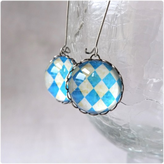 kolczyki romby blue kameLeonia