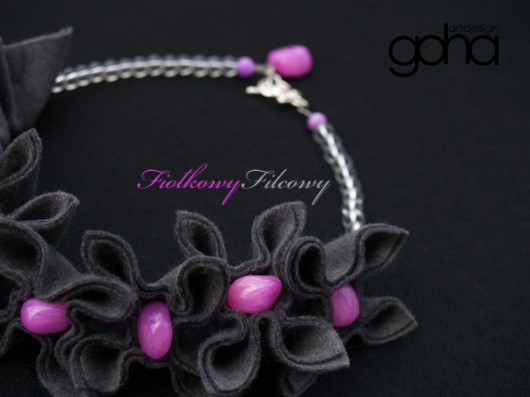 Fiołkowy Filcowy -Biżuteria Autorska FlowerFelt Design