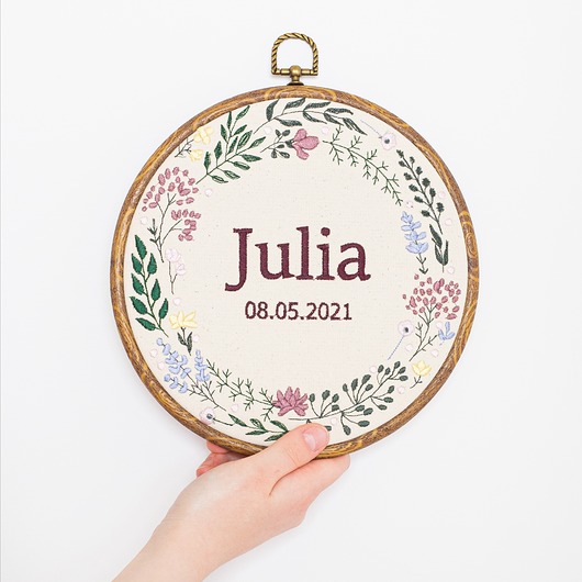 akcesoria na chrzest Haftowana metryczka boho kwiaty