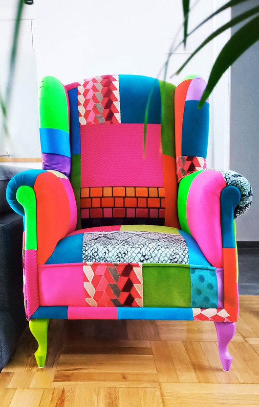 fotele Fotel  uszak patchwork Juicy Colors