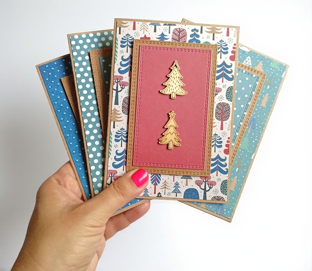 kartki scrapbooking Kartki świąteczne 4szt - ręcznie robione, oryginalne kartki