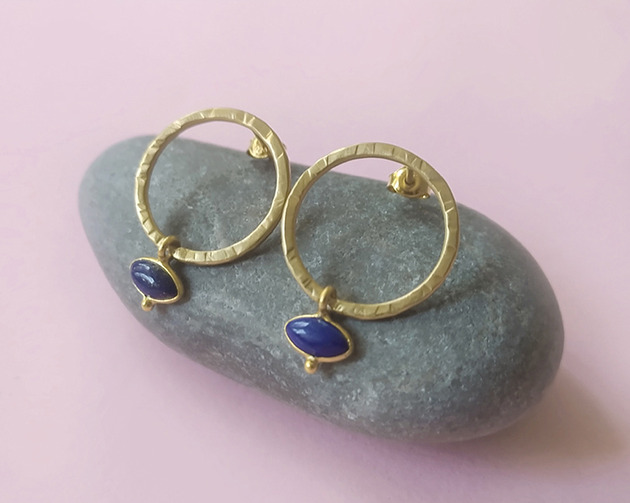 kolczyki pozłacane Kolczyki Plates Blue - srebro 925 pokryte 24k złotem