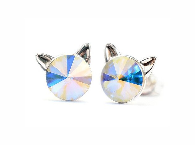 kolczyki swarovski Kolczyki - kryształy Swarovski - kotki Crystal AB