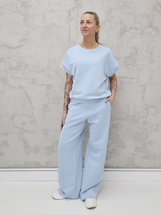 komplety damskie Chiara oversizowy komplet bezrękawnik i spodnie wide leg Baby Blue