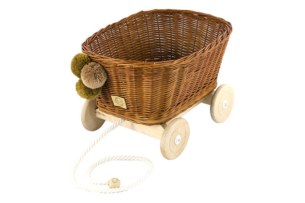 lalki Wiklinowy wózek do ciągnięcia NATURAL