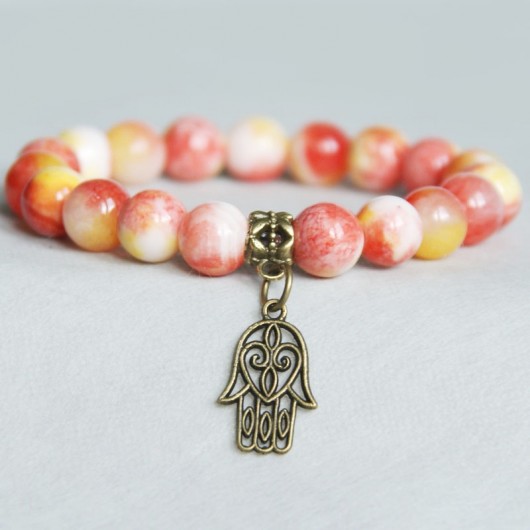 wiosenny jadeit CORAL & hamsa kaktusia