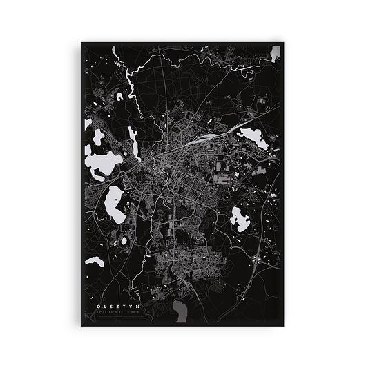 plakaty Mapa Olsztyna,  Plakat Olsztyn,  Mapy miast