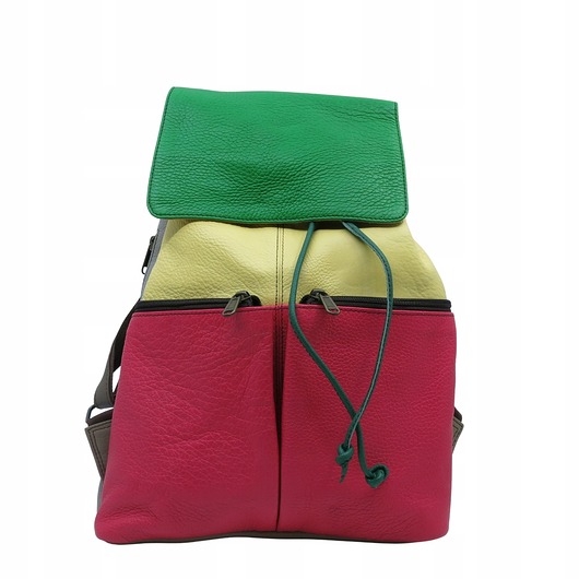 plecaki Plecak skórzany pojemny kieszenie wygodny kolorowy zero waste OLIVKA