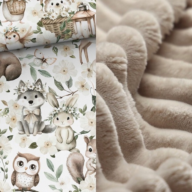 kocyki, kołderki, pościel dla dzieci WYJĄTKOWY koc _ narzuta _ zwierzątka w zagajniku _ 155x200 cm