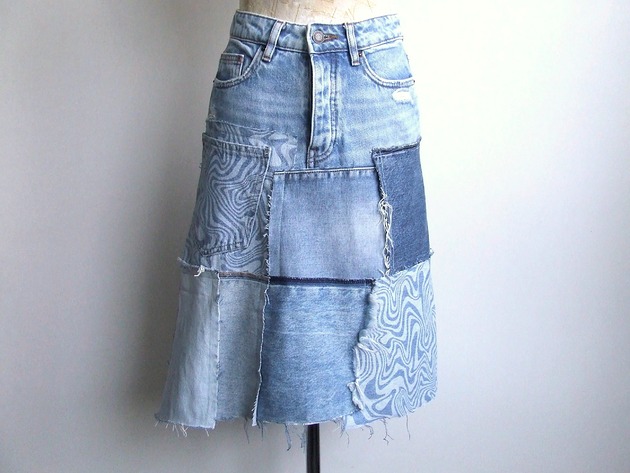 spódnice mini Patchworkowa spódnica jeans r.38