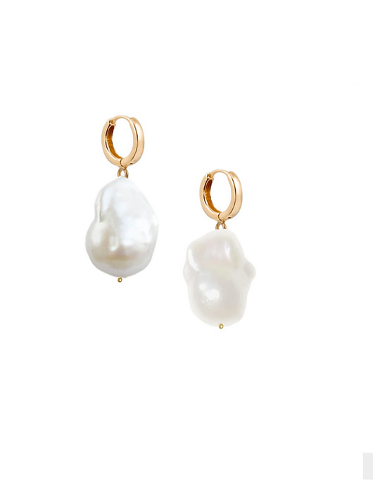kolczyki pozłacane Kolczyki srebrne Baroque Pearl Earrigs