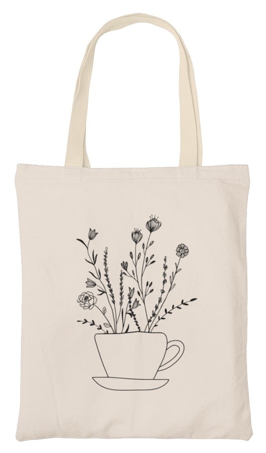 torby na zakupy Torba kwiaty rośliny line art natura serce książki