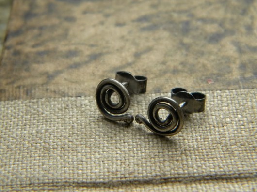 kolczyki wire wrapping Ślimaczki