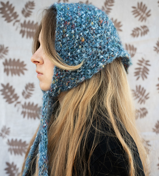 czapki damskie Babuszka niebieski melanż