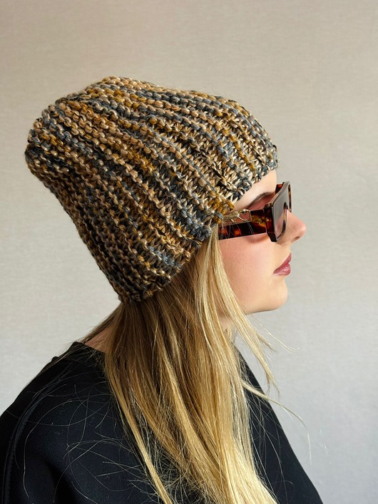 czapki damskie Kolorowa mała czapka beanie z wełną i alpaką