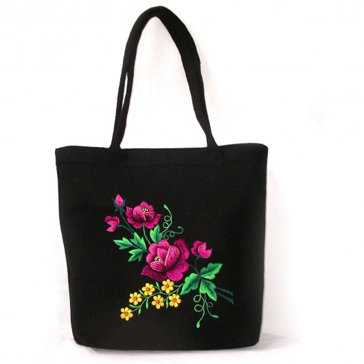 Felt Bag with embroidered Roses_XXL na ludowo