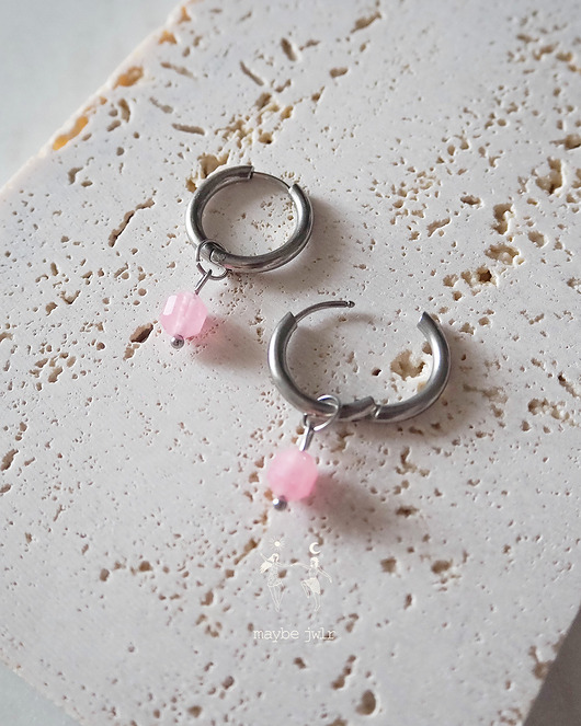 kolczyki z kamieniami Kolczyki 2w1 z zawieszką z kamienia naturalnego