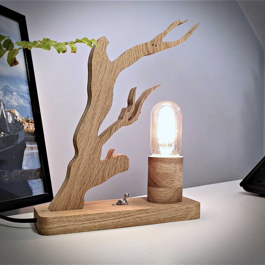lampy stołowe Lampka nocna z litego drewna, drzewko