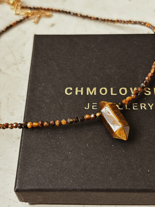 naszyjniki - inne Naszyjnik Tygrysie Oko  z grotem