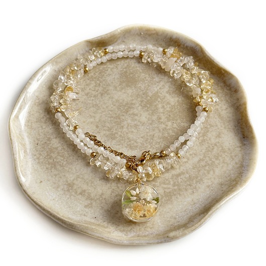 wisiory Naszyjnik z gipsówką - Agat i Cytryn