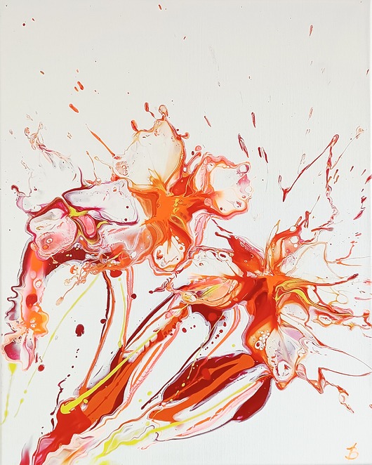 obrazy Pomarańczowe Kwiaty II 50x60 cm obraz abstrakcyjny ręcznie malowany