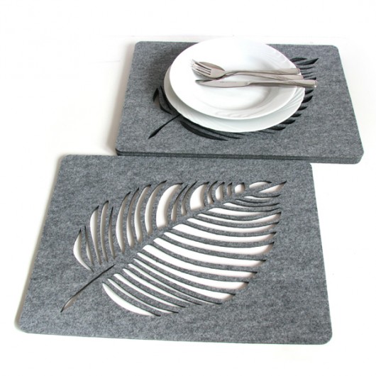 Filcowe liście pod talerze, szare, 4s 30x40 home variety