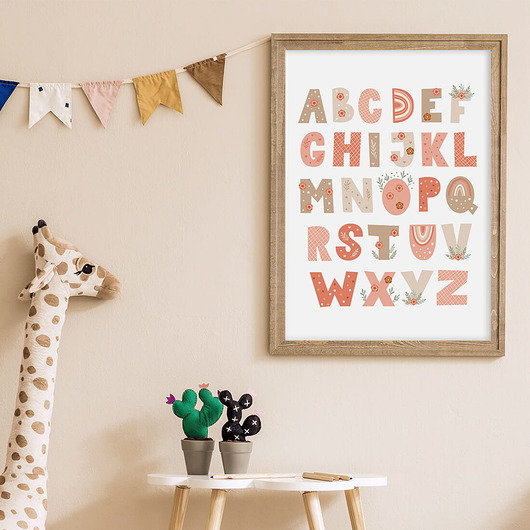 obrazy i plakaty do pokoju dziecięcego ALFABET BOHO I - plakat dla dzieci