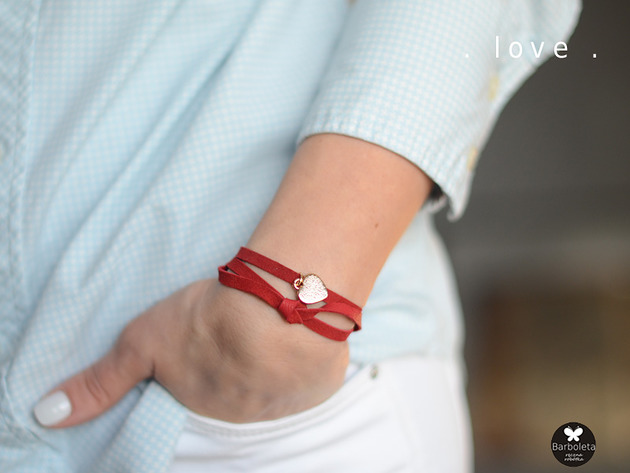 bransoletki skórzane Mini red love