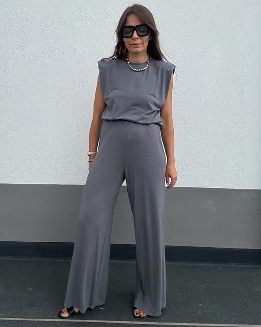 spodnie materiałowe damskie Spodnie Gentle super soft antracite