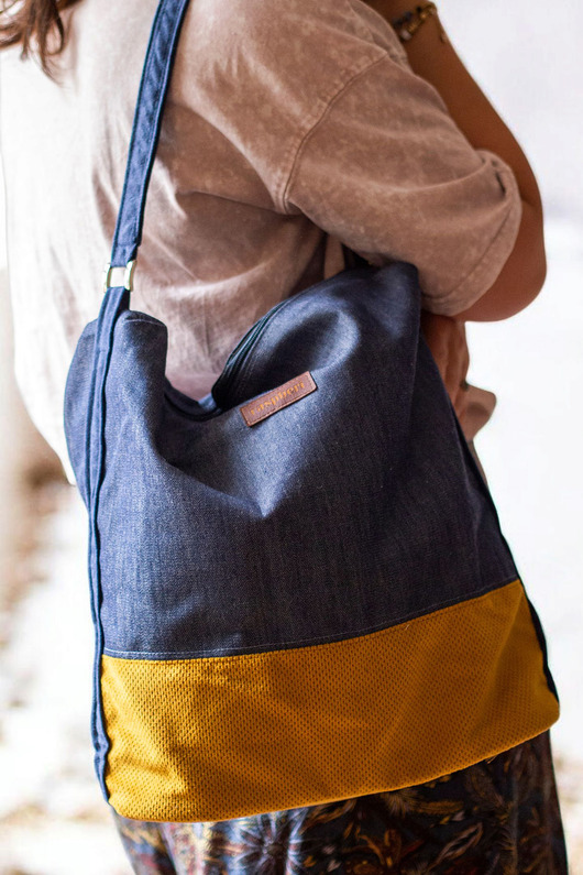 torby na ramię Bogo bag z granatowego jeansu