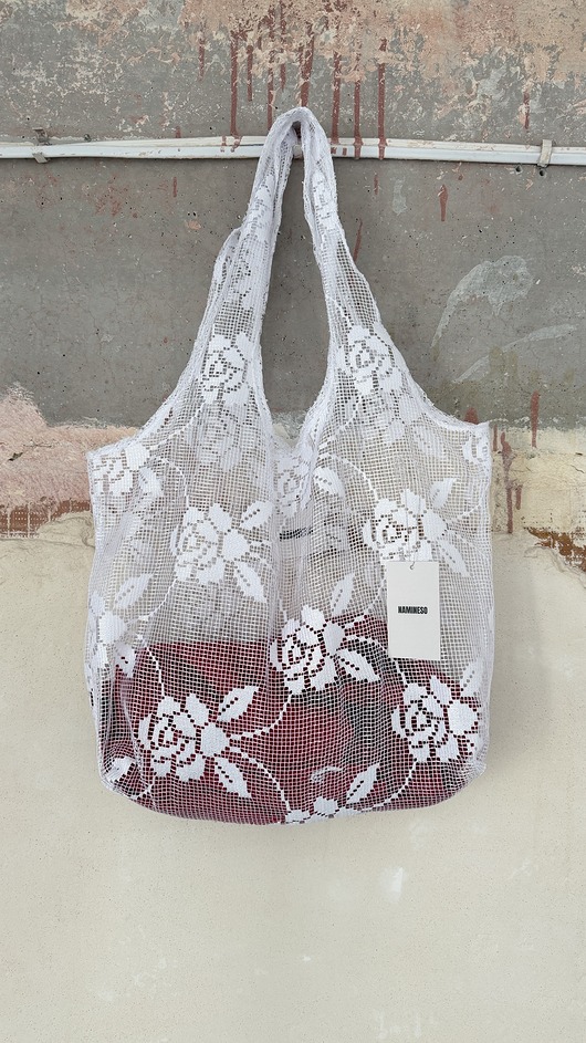 torby na ramię Koronkowa torba shopper Róże Biała Namineso Scoop