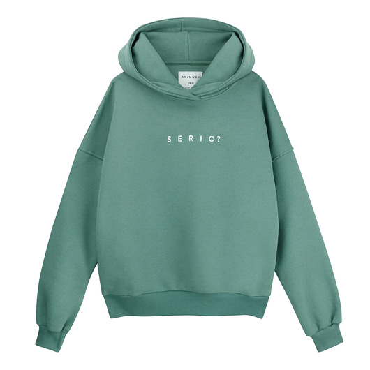 bluza z kapturem damska Bluza HOODIE eukaliptusowa SERIO?
