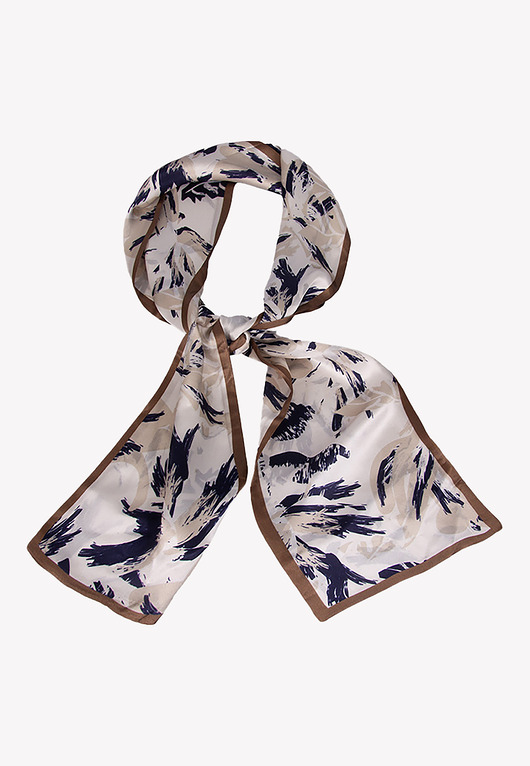 apaszki Elegancki dwustronny szal jedwabny beżowy 16cm x145cm