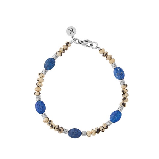 bransoletki z kamieni naturalnych Bransoletka Lapis Lazuli x Kamień Dalmatyński - srebrne hematyty