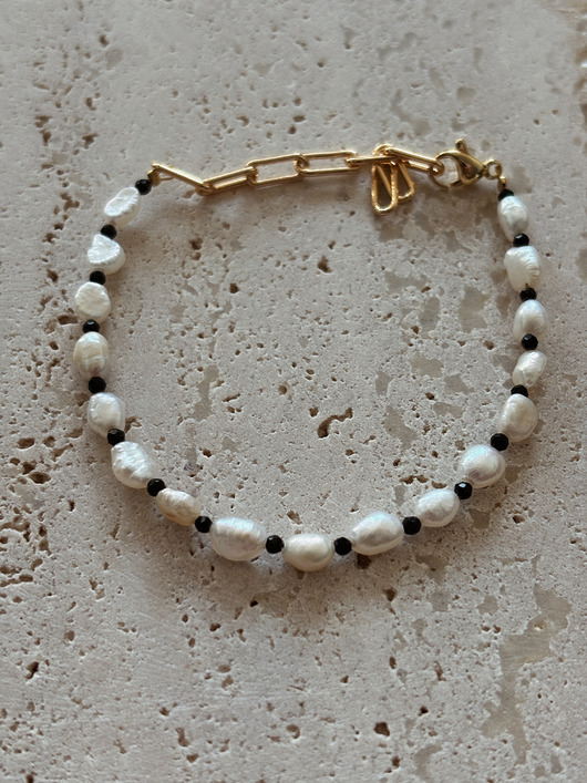 bransoletki złote Bransoletka Onyks i Perły